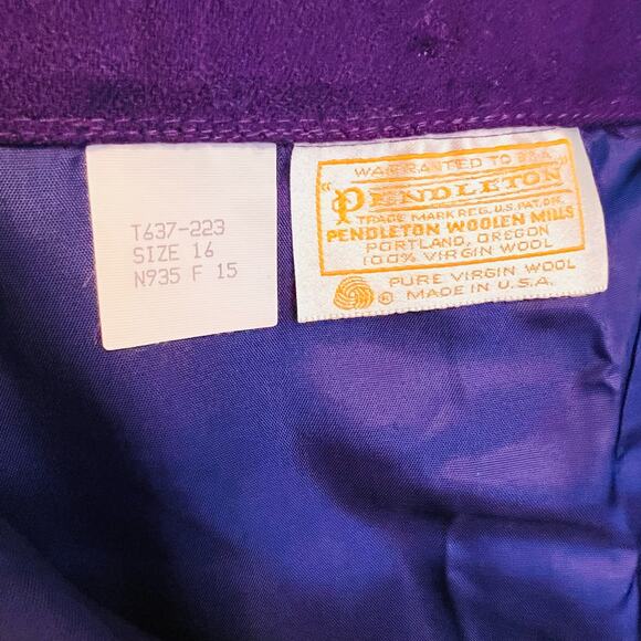 Pendleton Size 12 Purple Wool A Line Pencil Skirt Vintage 80s Lined Side Button - Picture 7 of 10